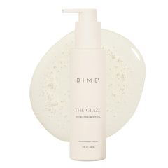 DIME Beauty Glaze bottle close-up demonstrating fast-absorbing hydrating oil.