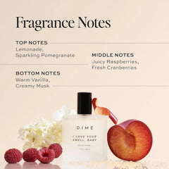 DIME Beauty I Love Your Smell Baby packaging highlights eco-friendly approach and clean ingredients.