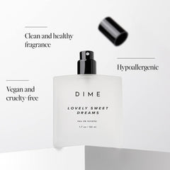 DIME Lovely Sweet Dreams base notes image shows creamy vanilla and musk for lasting warmth