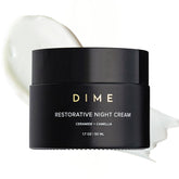 DIME Beauty Restorative Night Cream pump bottle illustrating overnight hydration and calm, comfortable skin