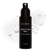 DIME Beauty Thirsty Face Mist bottle close-up showing refreshing hydration for on-the-go skin.