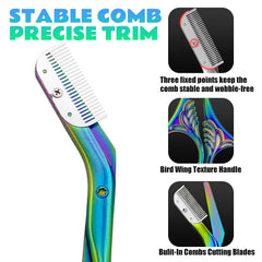 DINNAT Eyebrow Trimmer Scissor with Comb titanium two-in-one design lets comb and trim.