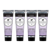 Dionis Goat Milk Hand Cream Lavender Blossom Set shown with lavender for soothing aromatherapy.