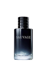 Dior Sauvage bottle close-up with bergamot and ambroxan for long-lasting freshness.
