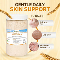 Dirty Treasures colloidal oatmeal bath being poured for a soothing tub experience.