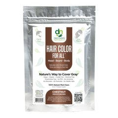 Discovery Naturals Brown Henna Color Kit packaging highlights vegan, chemical-free color option