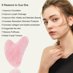 Ditind Rose Quartz Gua Sha close-up highlighting natural stone for improved circulation.