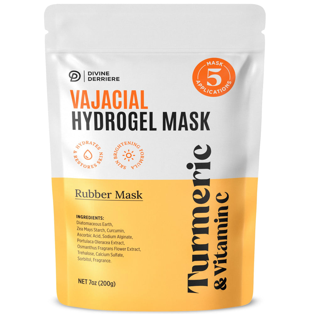 Divine Derriere vajacial hydrogel mask jar closeup for intense hydration and soothing skin