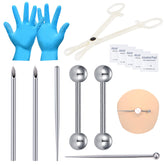 DJCIW nipple piercing kit with 14G barbell ensures precise placement and hygienic prep.