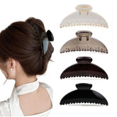 DMJHJY large acrylic hair clip open demonstrates easy, secure hold for thick hair during daily styling.