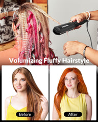 Dmriektu hair crimper voluminous fluff finish showcases retro 80s look possibilities.