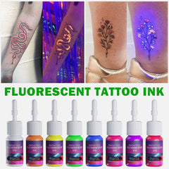 DMTATTOO purple fluorescent tattoo ink bottle yields vibrant glow at events