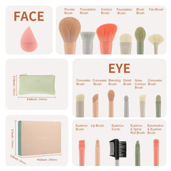 Docolor Morandi 17-piece set full view for versatile eye and face makeup.