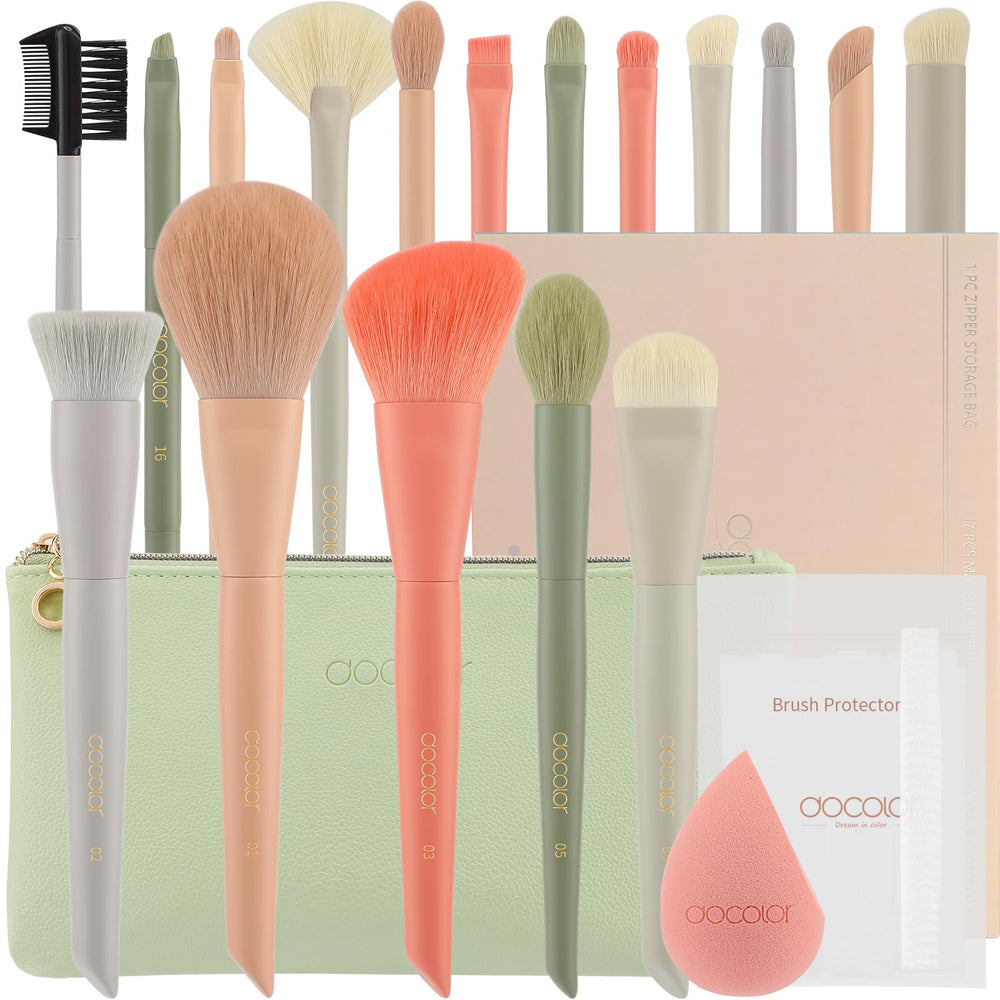 Docolor Morandi makeup brushes wooden-handle closeup for precise makeup application.