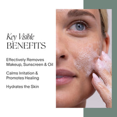 Doctor Rogers Face Wash foaming lather close-up highlights a hydrating, non-stripping cleanse.