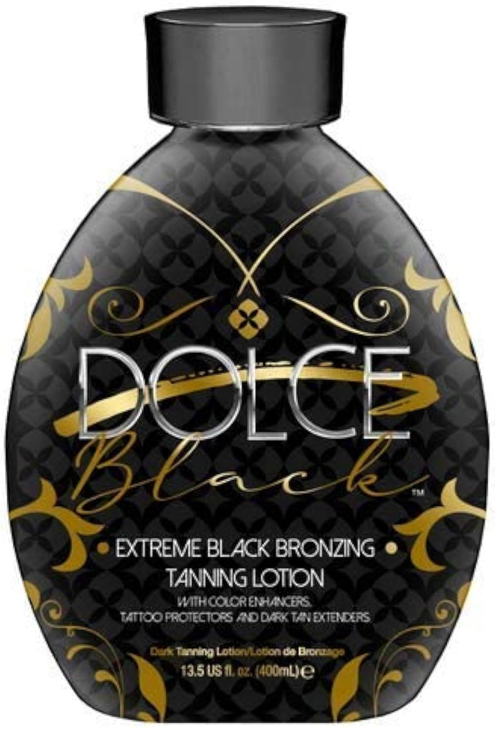 Dolce Black Bronzer bottle promotes a natural tan with all-natural ingredients.