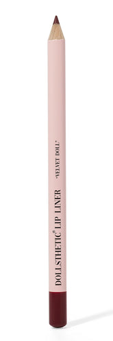 DOLLSTHETIC lip liner packaging close-up highlights vegan cruelty-free formula for everyday wear.