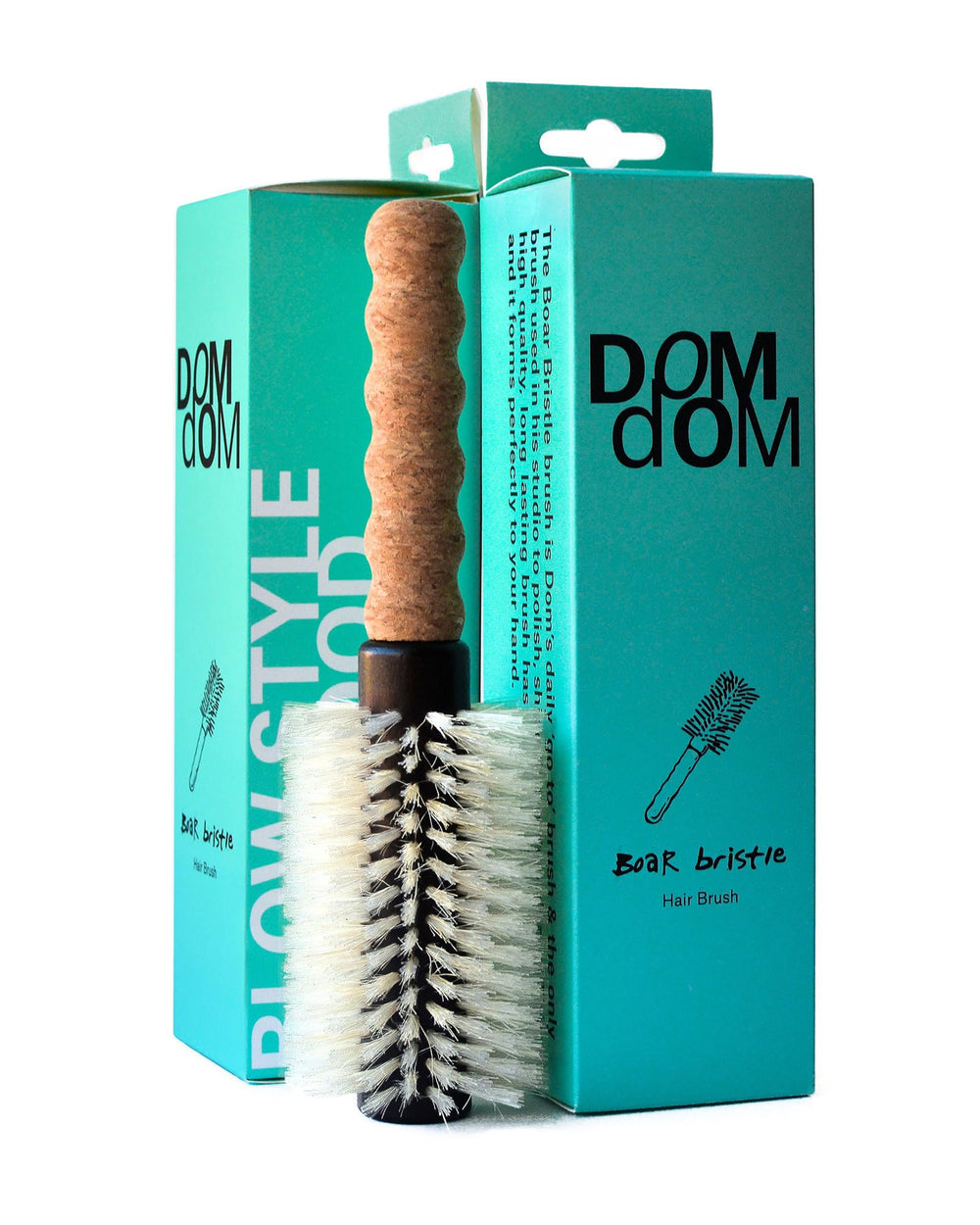 Dom Dom nylon boar round brush front view shows 2.3 inch barrel for smooth blowouts and added volume