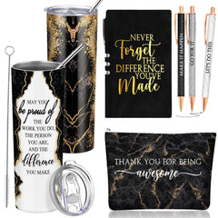 Domensi 6-pcs gift set tumbler with accessories showcases thoughtful employee appreciation gifts for coworkers.
