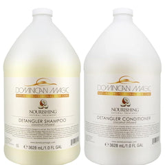 Dominican Magic Coconut Detangler Shampoo 1Gal bottle pour for hydrating dry hair.