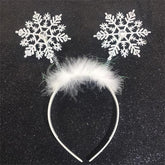 Doneace snowflakes headband with glitter highlights for festive holiday parties.