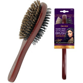 Donna double sided brush wooden handle close up showing dual sides for detangling and smoothing