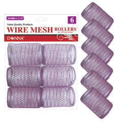 DONNA wire mesh hair rollers purple pack for effortless voluminous curls without heat.