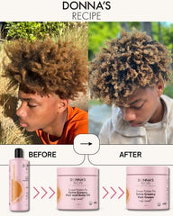 Donna's Recipe hair cream pump demonstrates easy, non-greasy application.