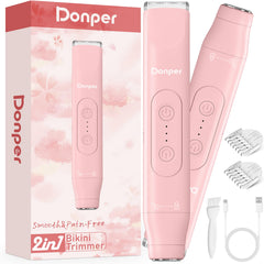 Donper Bikini Trimmer dual-head closeup shows precise control for bikini line grooming.