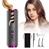 DOORTIAN automatic cordless curler gray front view for travel styling