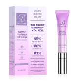 Doracome bottle-pump under-eye serum enables precise depuffing application.