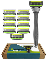 Dorco Pace 6 Pro handle shown with ergonomic grip for precise control