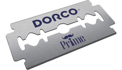 Dorco Prime Platinum STP301 blades shown with universal compatibility for standard razors.