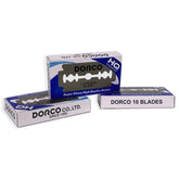 Dorco ST300 platinum-coated double-edge blades in packaging for long-lasting sharpness