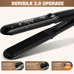 DORISILK 2.0 steam-vents add moisture and gloss during styling