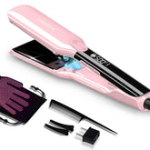 DORISILK 500-degree plasma flat iron pink front view for quick, even straightening.