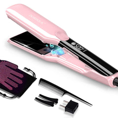 DORISILK 500-degree plasma flat iron pink front view for quick, even straightening.