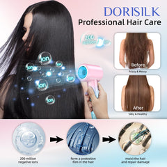 DORISILK Ionic Hair Dryer temperature control ring shows four settings.