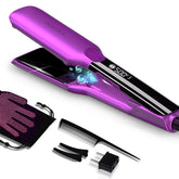Dorisilk purple flat iron plate closeup showing even heat for smooth styling