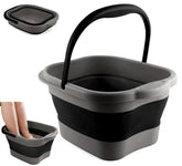 DoroSun collapsible foot tub folded for compact storage in small spaces.