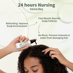 DORPANG serum on the scalp demonstrates lightweight, non-greasy feel.