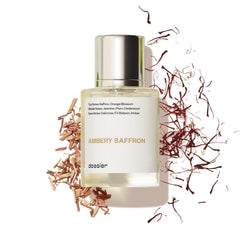 Dossier Ambery Saffron bottle front view for versatile daily fragrance with all-day wear.