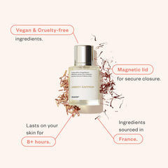 Dossier Ambery Saffron bottle pour shows smooth application for unisex use.