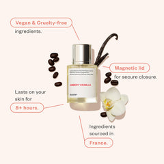 Dossier Ambery Vanilla bottle featuring warm vanilla with comforting sweetness for daily wear