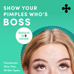 Dots for Spots pimple patches translucent patch blends with skin tone for day or night wear.