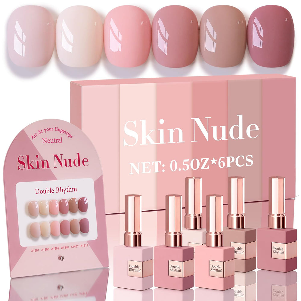 Double Rhythm 6pcs gel polish set in 15ml bottles for all-season nails.