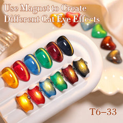Closeup of Double Rhythm cat eye gel nail polish bottle