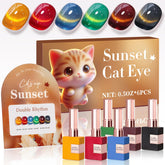 Double Rhythm cat eye gel nail polish set six shades in identical bottles for consistent manicures