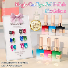 Double Rhythm color swatches showing six shimmering shades for at-home nail art