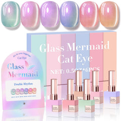 Double Rhythm Cat Eye Gel Nail Polish Mermaid Pink Rose T6-31 bottle closeup showing magnetic shimmer for unique nails